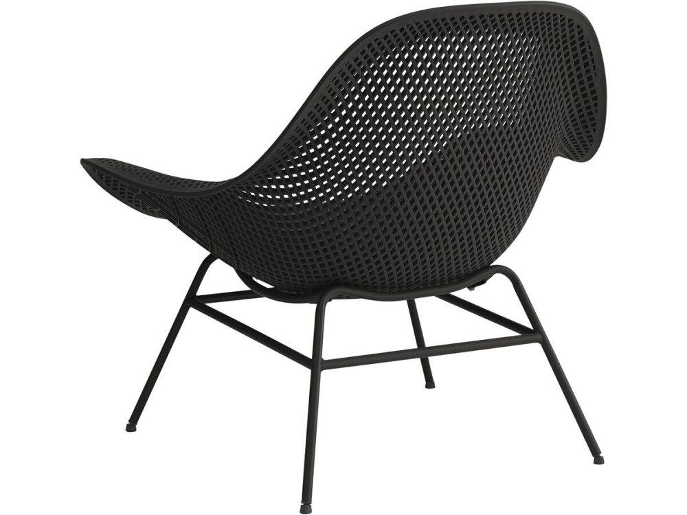 Set of 2 "Soléna" garden armchairs with coffee table - Black