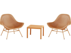 Set of 2 "Soléna" garden armchairs with coffee table - Orange