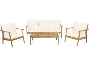 Acacia wood garden furniture with cushions "Chilwell" - 5 seats - Beige