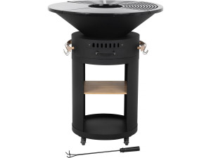 Cesar premium" charcoal and wood barbecue plancha brazier - Ø 81 cm - Black