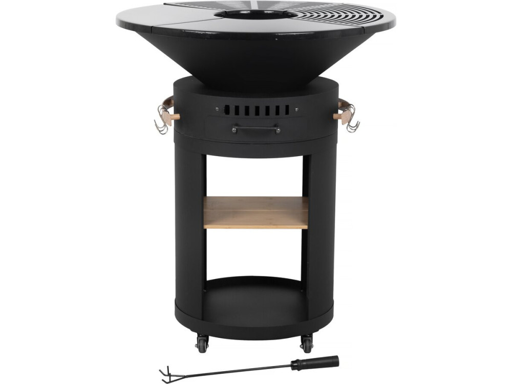 Cesar premium" charcoal and wood barbecue plancha brazier - Ø 81 cm - Black