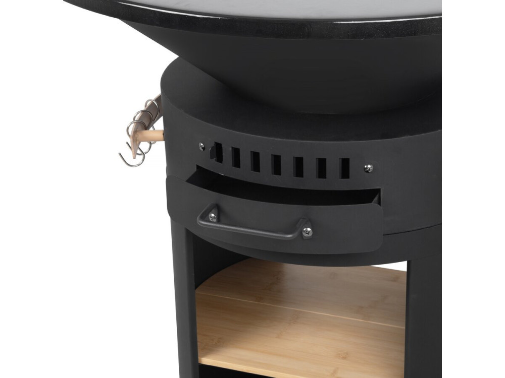 Cesar premium" charcoal and wood barbecue plancha brazier - Ø 81 cm - Black