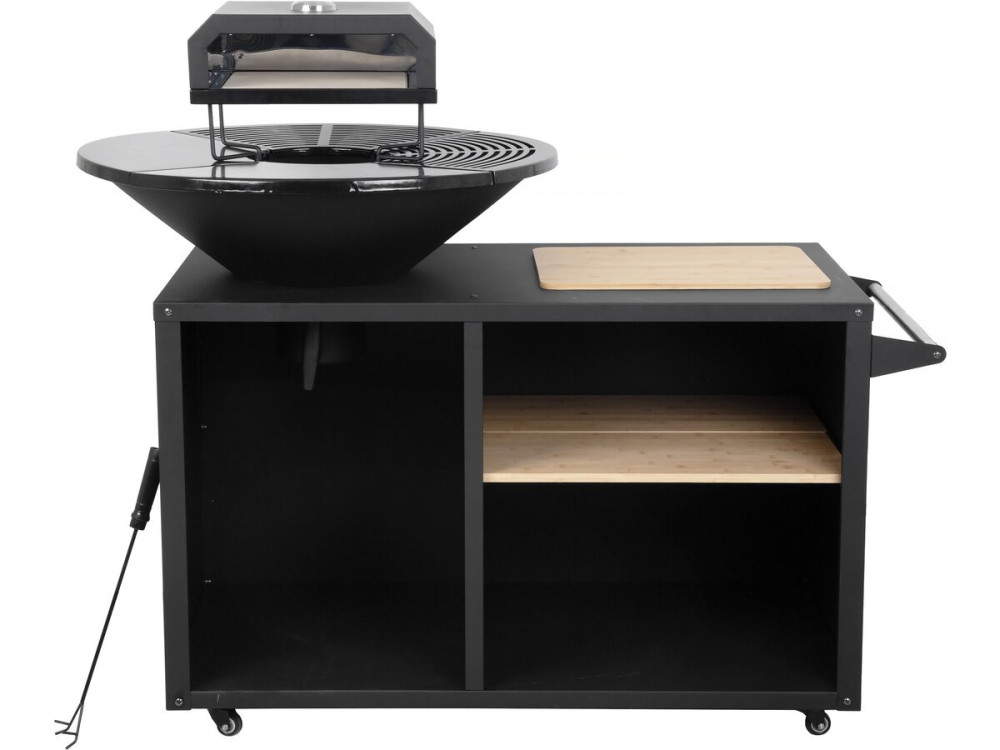 Barbecue plancha brazier with pizza oven "Maréchal" - Ø 81 cm - Black