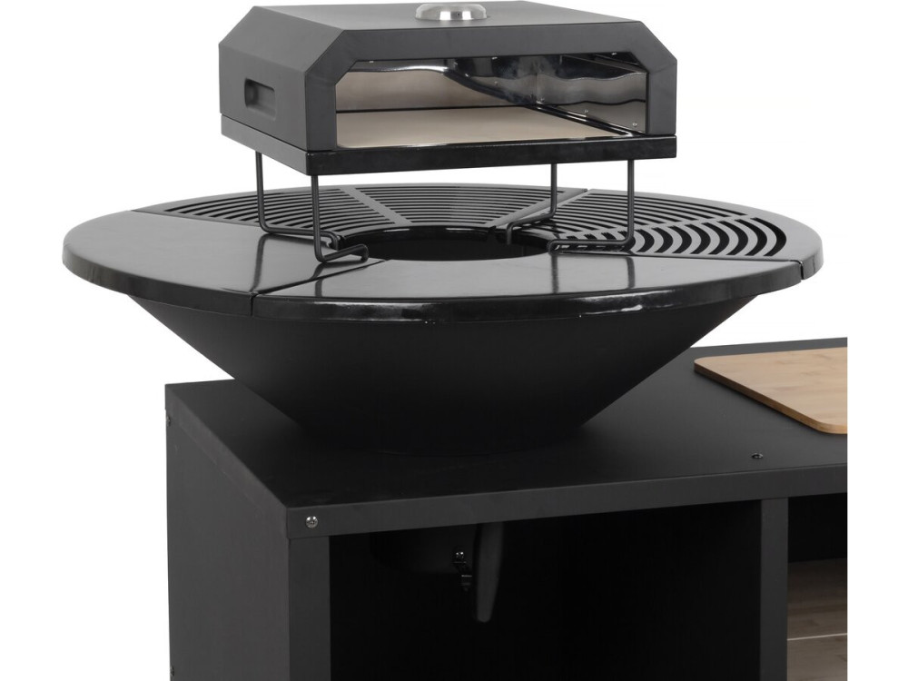 Barbecue plancha brazier with pizza oven "Maréchal" - Ø 81 cm - Black