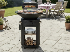 Barbecue plancha brazier with pizza oven "César premium"- Ø 81 cm - Black 2