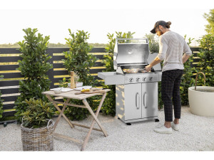 Stainless steel gas barbecue with 5 burners including 1 side burner "Brazzo" - 118 x 57 x 104 cm - Light grey 2