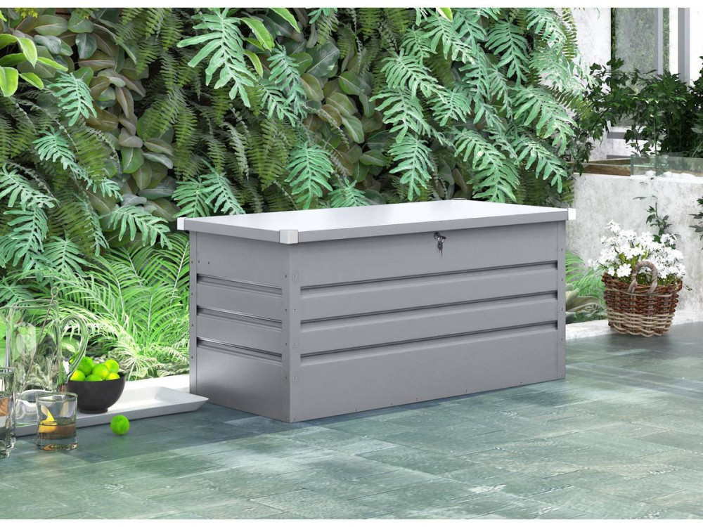 Garden Storage Chest Metal  "Store" -  Silver