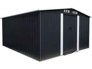 Metal garden shed with sliding door "Boston" - 13 m² - Grey