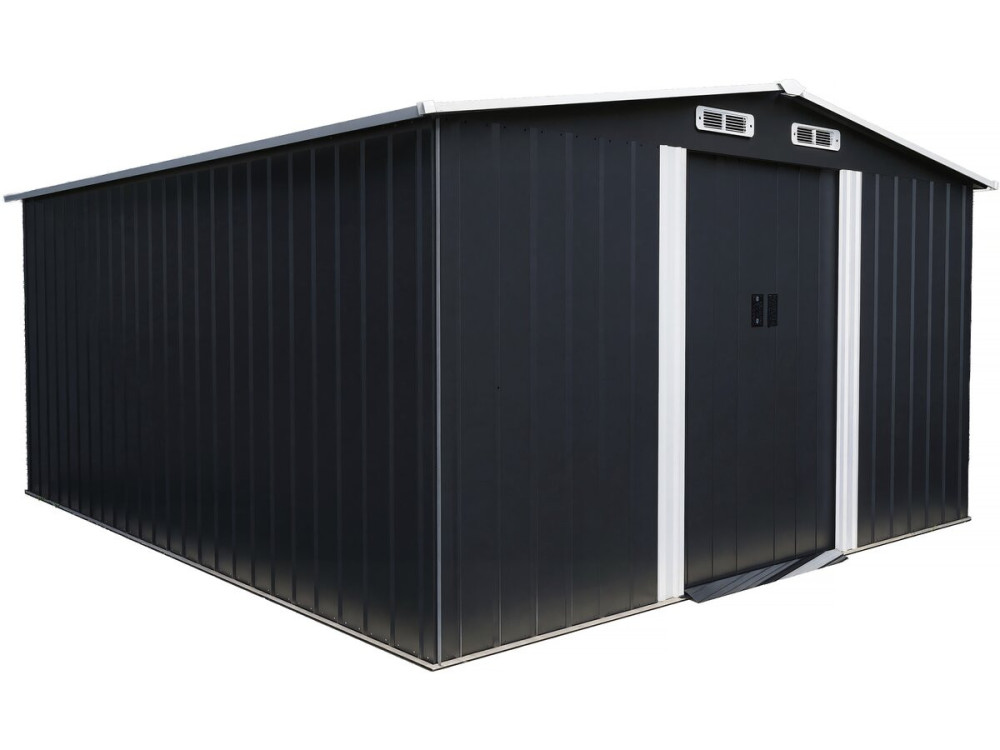 Metal garden shed with sliding door "Boston" - 13 m² - Grey