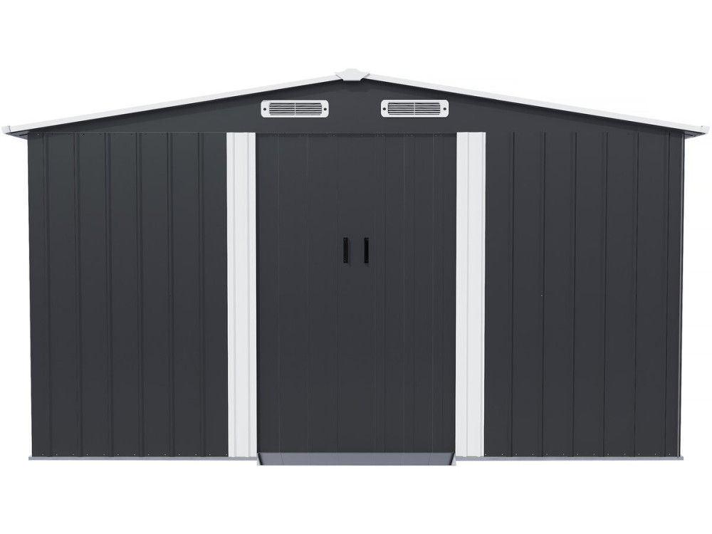 Metal garden shed with sliding door "Boston" - 13 m² - Grey