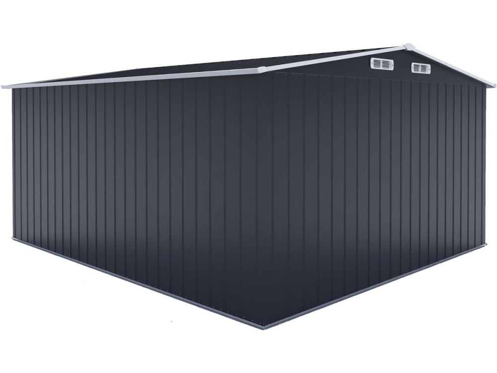 Metal garden shed with sliding door "Boston" - 13 m² - Grey