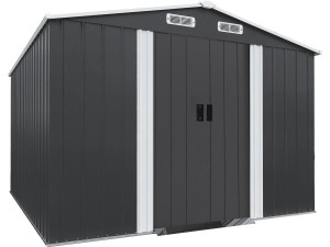 Boston" metal garden shed with sliding door - 8 m² - Grey