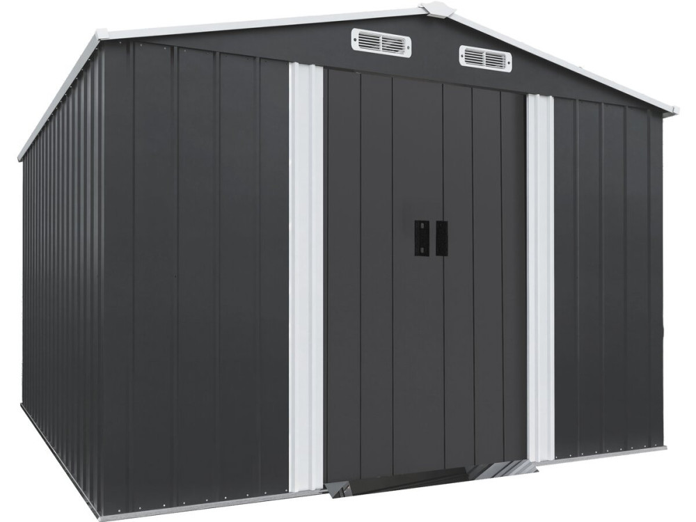 Boston" metal garden shed with sliding door - 8 m² - Grey