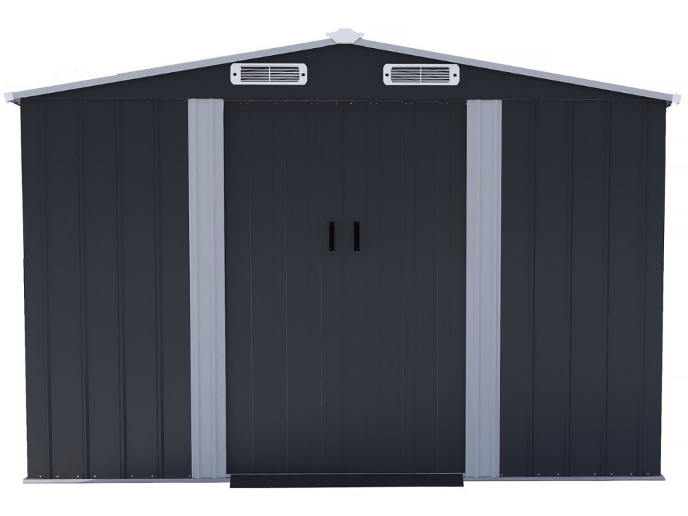 Boston" metal garden shed with sliding door - 8 m² - Grey