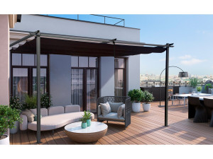 Metal lean-to pergola with retractable roof - 3 x 4 m - Anthracite grey 2