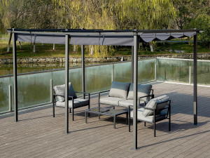 Metal pergola with retractable roof - 3 x 6 m - Anthracite 2