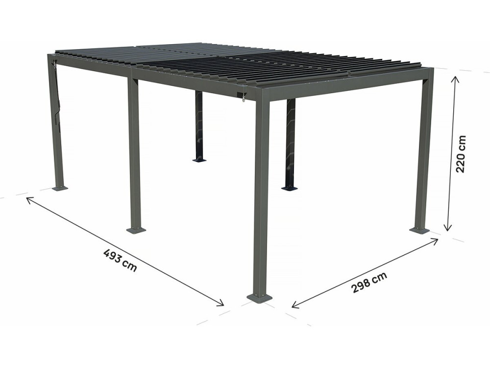 Kensington" aluminium free-standing bioclimatic pergola - 3 x 5 m - Grey