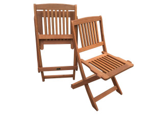 Exotic wood folding garden chair  - Maple - Light brown - set of 2