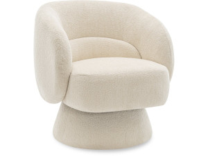Franklin" swivel armchair in bouclette fabric - 74 x 75 x 75 cm - Beige