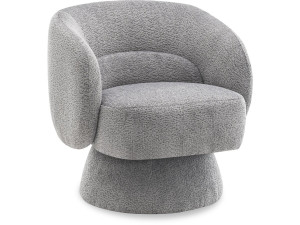 Franklin" swivel armchair in bouclette fabric - 74 x 75 x 75 cm - Grey