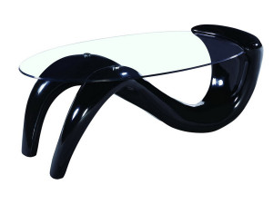Oval Fiberglass Low Table / Coffee Table "Maya" in Fiberglass - Black
