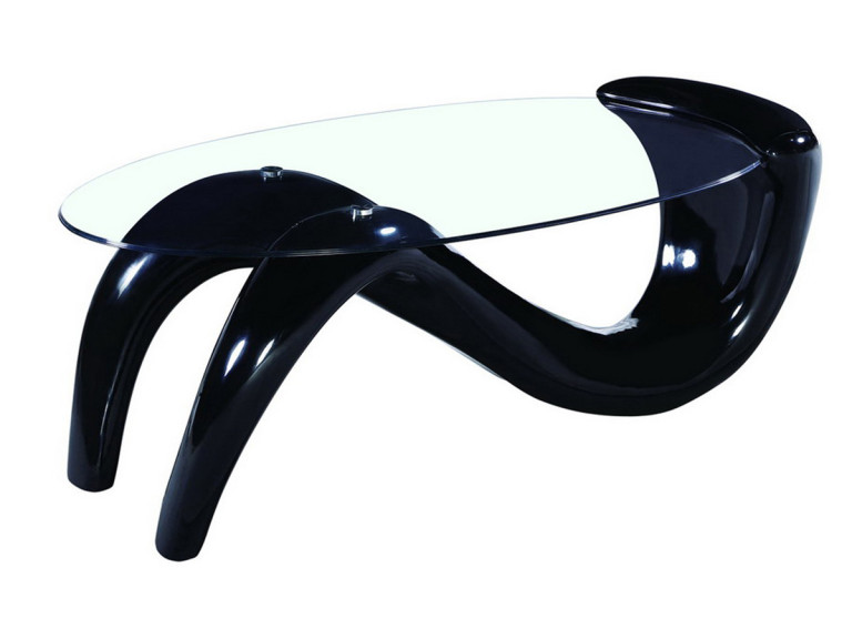 Oval Fiberglass Low Table / Coffee Table "Maya" in Fiberglass - Black