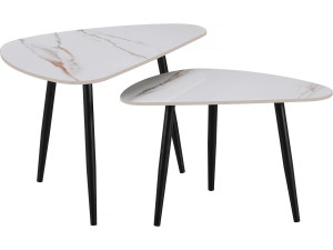 Set of 2 nesting coffee tables in ceramic 'Terra' - 49 x 79 x 56 cm - White