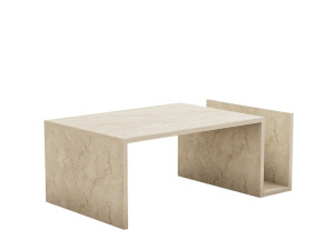 Memo" wooden coffee table - 86 x 50 x 32 cm - Travertine
