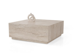 Lizbon" wooden coffee table - 90 x 90 x 35 cm - Travertine