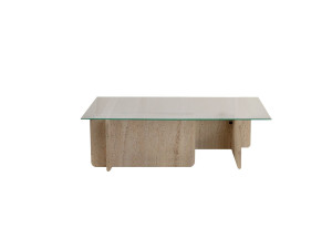 Flavio" wooden coffee table - 105 x 65 x 30 cm - Travertine