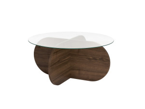 Aeris" wooden coffee table - 75 x 75 x 35 cm - WalnutTransparent
