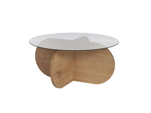 Aeris" wooden coffee table - 75 x 75 x 35 cm - Oak SaphirFumées