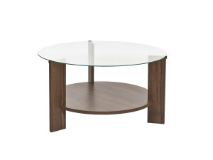 Clara" wooden coffee table - 75 x 75 x 40 cm - WalnutTransparent