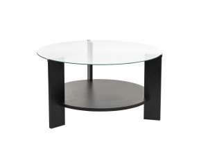 Clara" wooden coffee table - 75 x 75 x 40 cm - Black woodTransparent