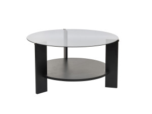 Clara" wooden coffee table - 75 x 75 x 40 cm - NoirFumée wood