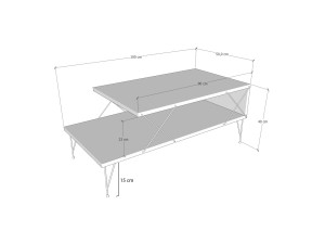 Loire" wooden coffee table - 100 x 50 x 40 cm - Brown