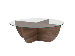 Glass coffee table "Liya" 90 x 90 x 30 cm - Walnut