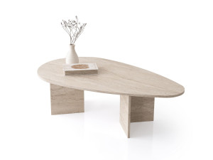 Wooden coffee table "Flap" 139.5 x 79.5 x 42 cm - Travertine