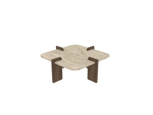 Poalla" wooden coffee table - 90 x 90 x 35 cm - Travertine