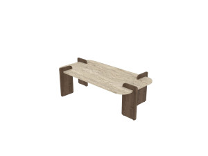 Leapiri" wooden coffee table - 120 x 60 x 35 cm - Travertine