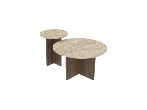 Private" wooden coffee table set 70 x 70 x 40 cm - Travertine