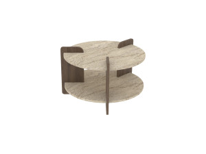 Oalla" wooden coffee table 70 x 70 x 45 cm - Travertine