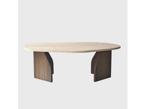 Rock" wooden coffee table - 100 x 60 x 35 cm - Travertine
