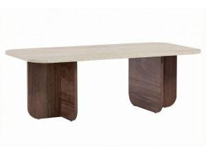 Akira" wooden coffee table - 120 x 60 x 41 cm - Travertine