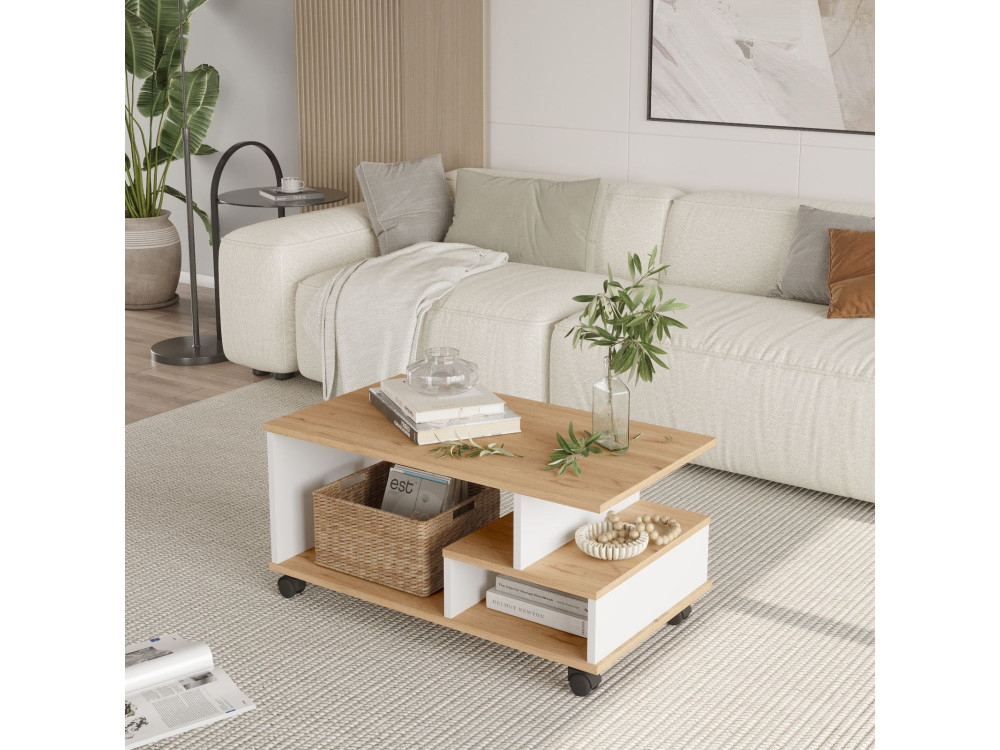MIN9" wooden coffee table - 90 x 51 x 42 cm - White