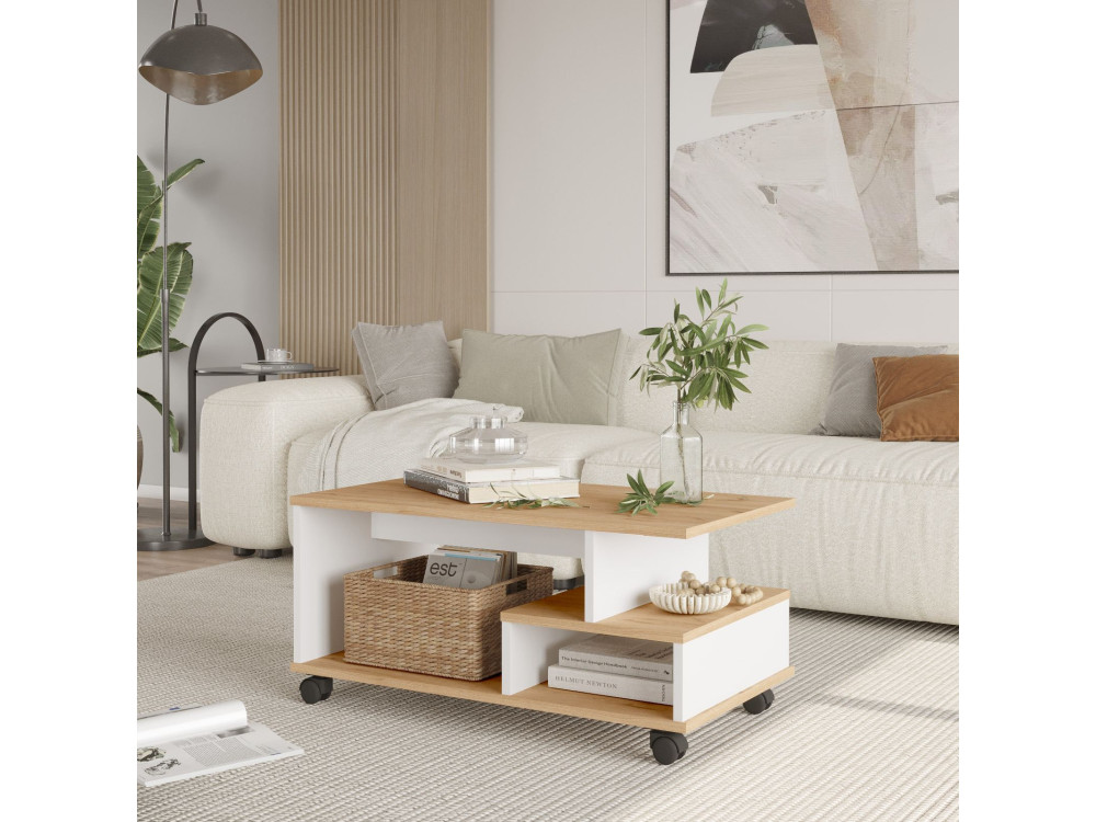 MIN9" wooden coffee table - 90 x 51 x 42 cm - White
