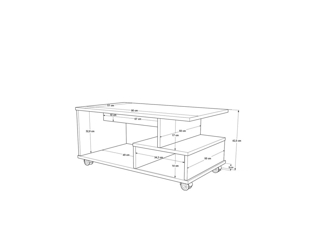 MIN9" wooden coffee table - 90 x 51 x 42 cm - White