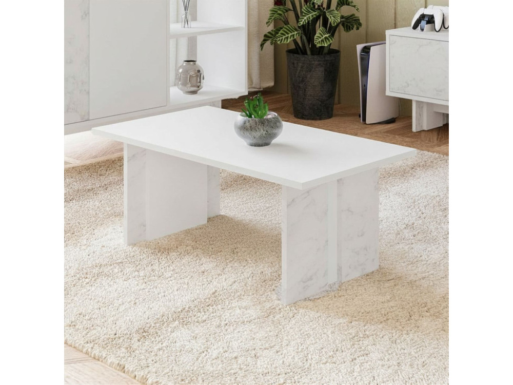 Ravello" wooden coffee table - 90 x 50 x 40 cm - White