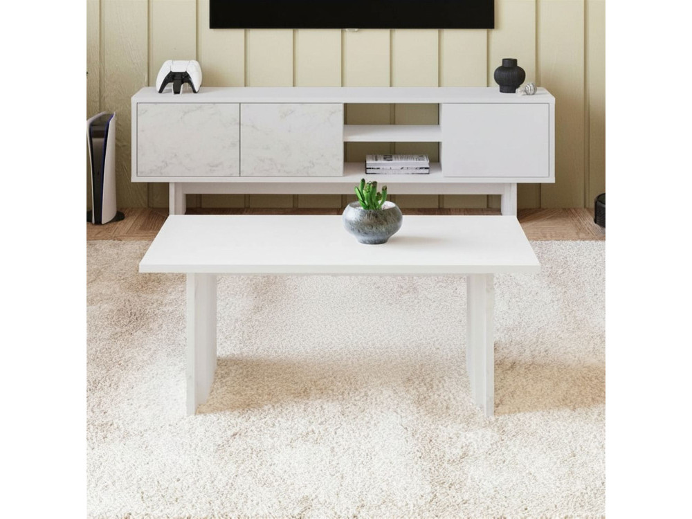 Ravello" wooden coffee table - 90 x 50 x 40 cm - White