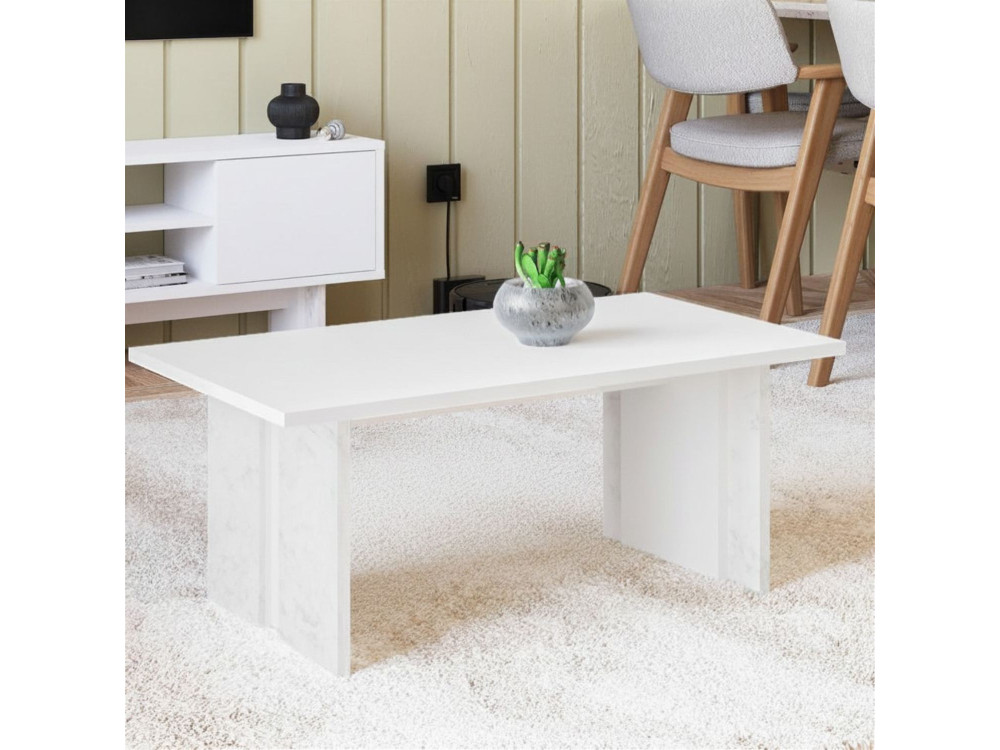 Ravello" wooden coffee table - 90 x 50 x 40 cm - White
